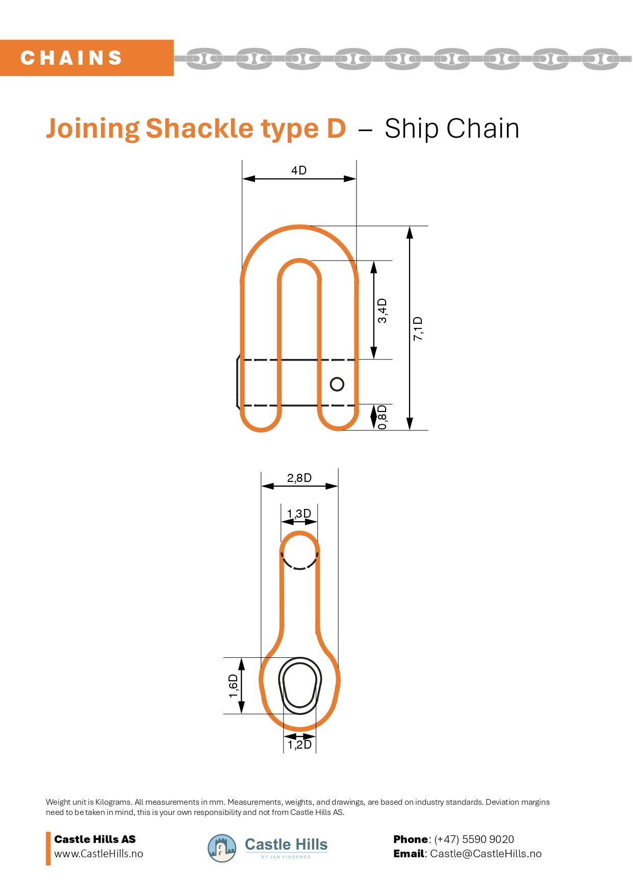 Joining shackle type d