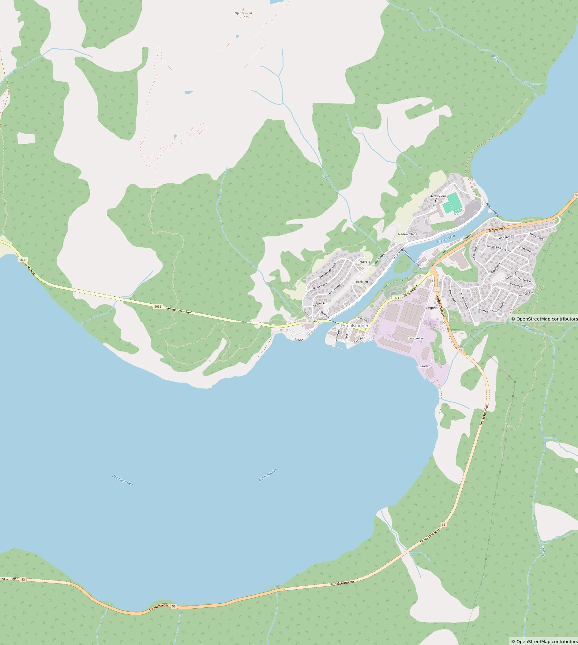 Årdalstangen Map
