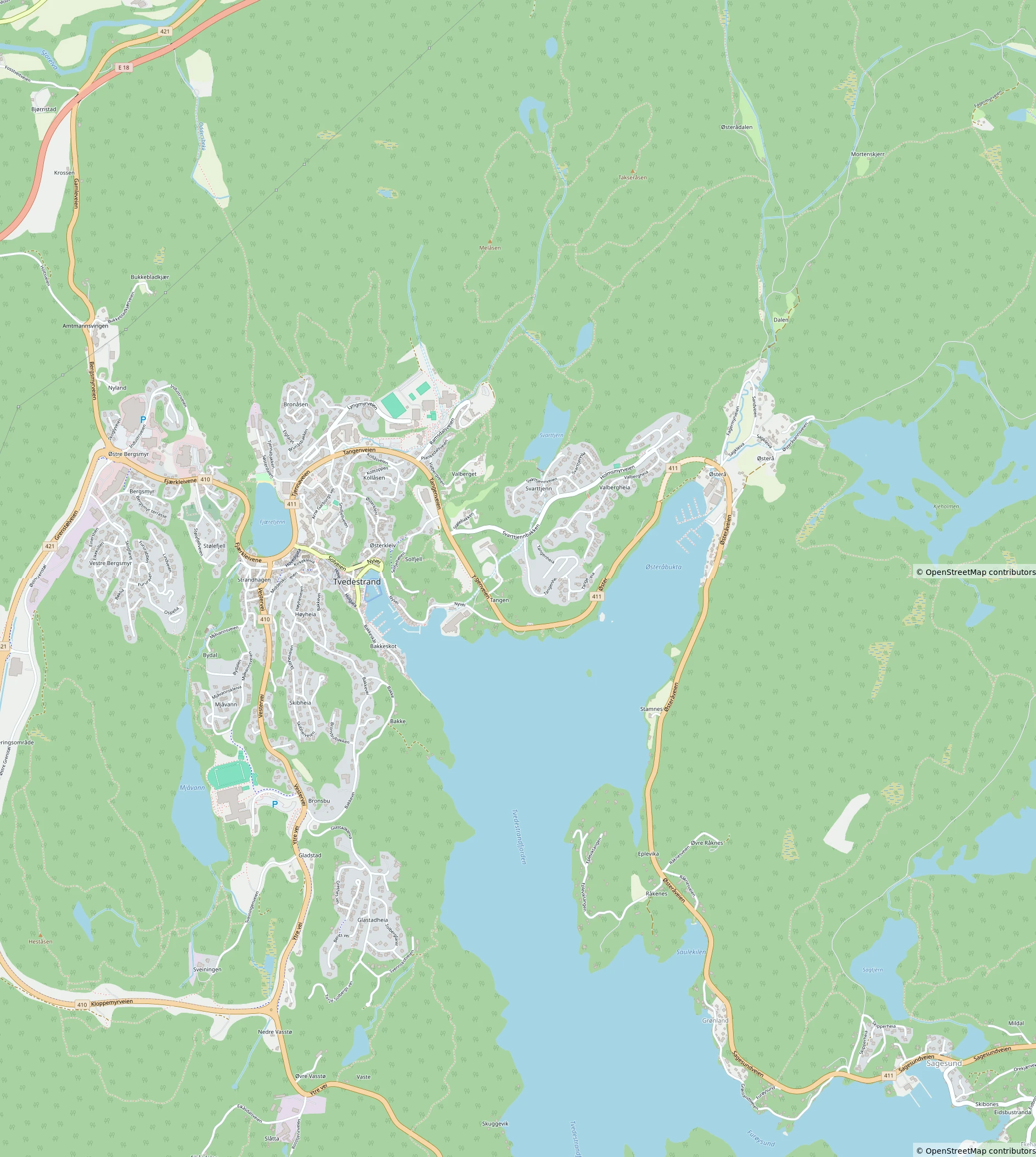 Tvedestrand Map