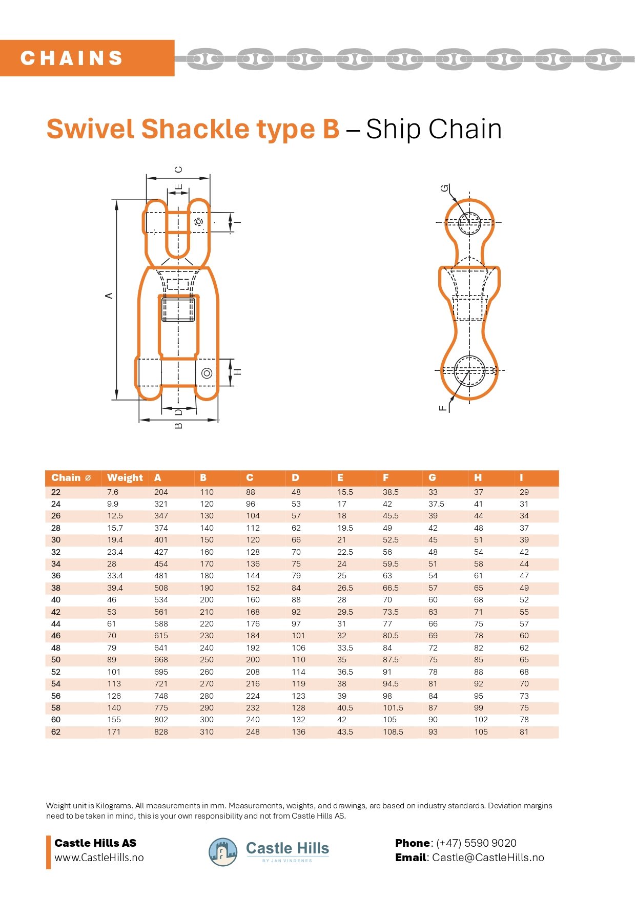 Drawing of a Swivel Shackle type B
